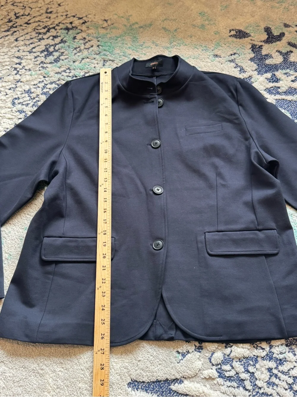 Quince Ultra-Stretch Ponte Stand Collar Blazer in Navy Size XL like new